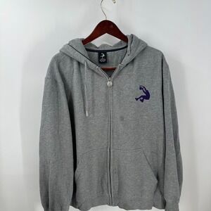 Vintage Rare Shaq‎ Dunkman Purple Silhouette Logo Full-Zip Hoodie Gray Size XL